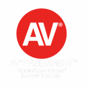 AV Preeminent badge for Martindale-Hubbell lawyer ratings, showcasing top professional legal rating achievement.