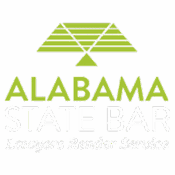 Alabama State Bar logo with green scales of justice and Lawyers Render Service slogan underneath.