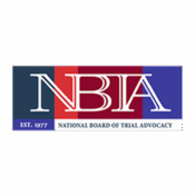 Logo of the National Board of Trial Advocacy with NBTA acronym and establishment year 1977.